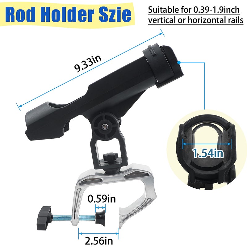 Shaddock Fishing Fishing Boat Rods Holder 360 Degree Rotation Adjustable Power Lock Fishing Rod Racks Folding Holder with Large Clamp Opening (2PCS 02# Max Opening 1.97") - Image 3